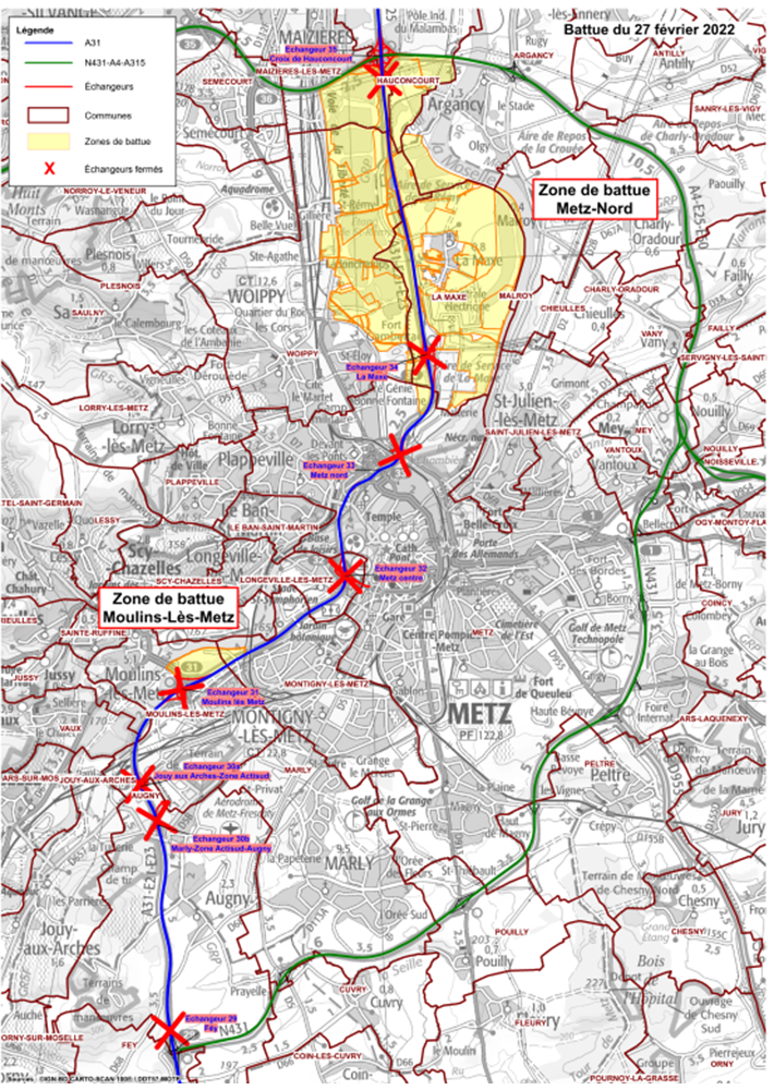 carte Operation de regulation du sanglier fermeture de l autoroute A31 le dimanche 27